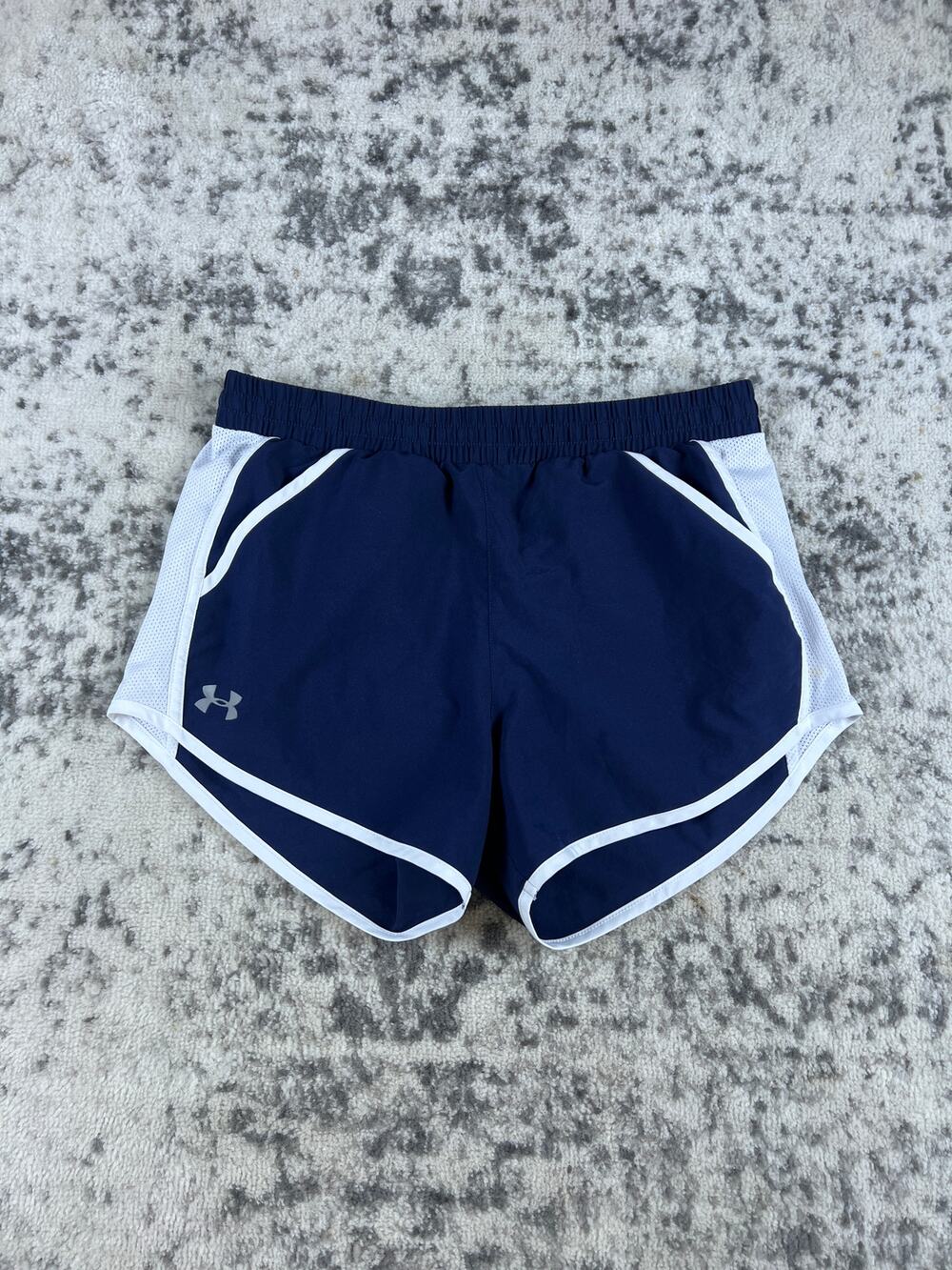 Under Armour Running Shorts Womens 28 Blue White Mesh Panel Athleisure Sports